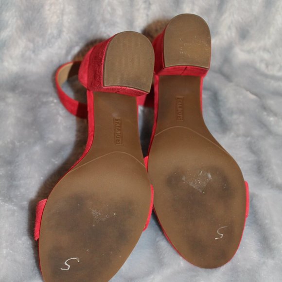 Talbots Red Suede Sandal Heels - Picture 6 of 6